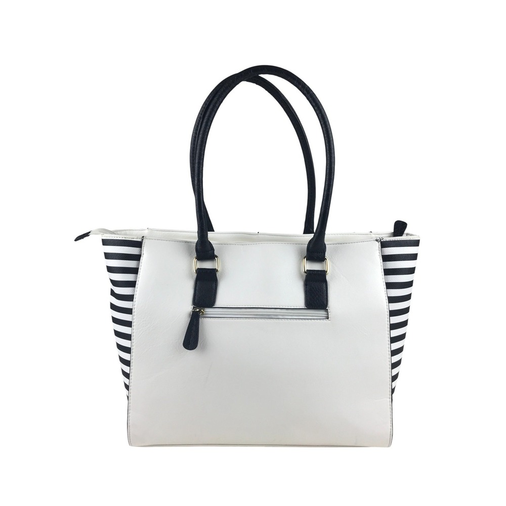Mossimo‎ White & Black Striped Tote Bag Handbag Shoulder Bag Womens